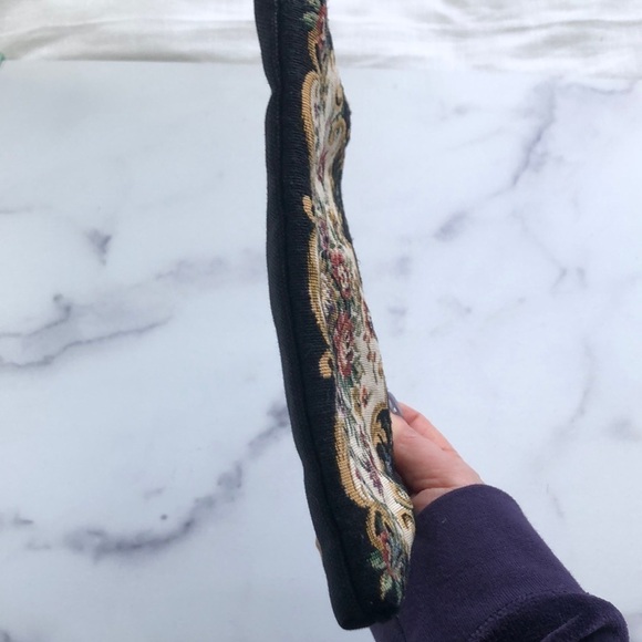 Vintage Tapestry Needlepoint Floral Clutch Handbag - Picture 3 of 10